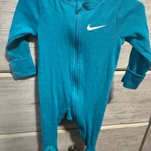 Nike Zip-Front Turquoise Footie Sleeper